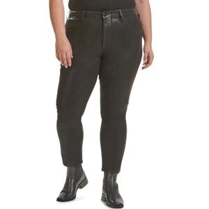 NWT Jen7 7 For All Mankind High Rise Ankle Straight Coated Black Jeans